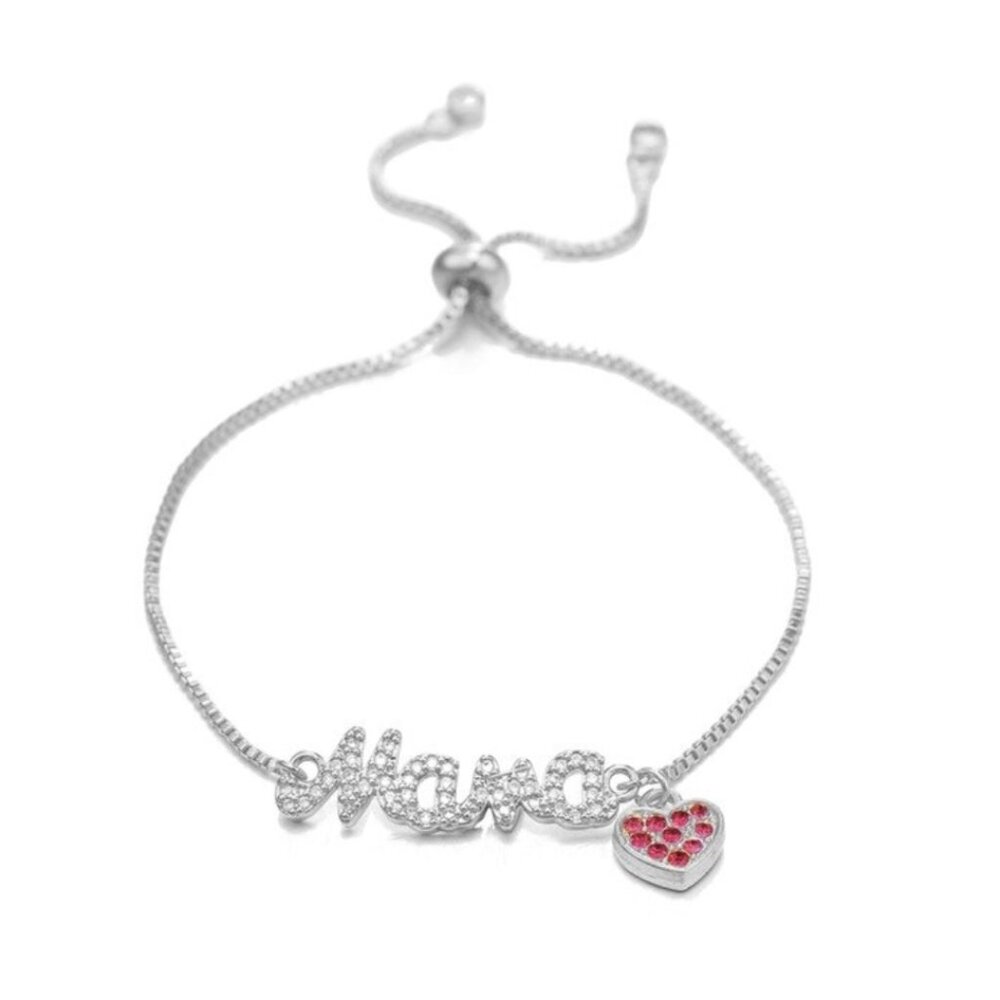 Mom To Be Boy Girl Mama Letters Silver Thin Bracelet